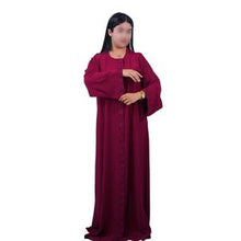 Abaya Femme Élégante Noire – Kimono Long Brodé – Robe Modeste Chic pour Sorties & Ramadan