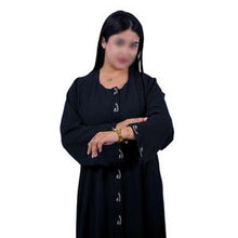 Abaya Femme Élégante Noire – Kimono Long Brodé – Robe Modeste Chic pour Sorties & Ramadan