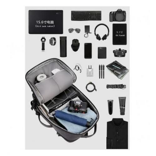 Sac à dos d'affaires USB multifonctionnel étanche voyage sac à dos pour pc -noir