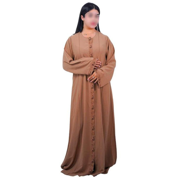 Abaya Noire Femme Moderne – Kimono Long Élégant avec Broderie – Robe Modeste Style Oriental