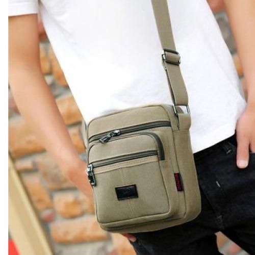 Sac à bandoulière en Canvas pour hommes Zip Casual Travel Messenger Pack