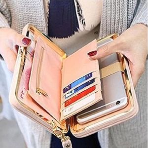 Portefeuille cuir pour femme, porte-carte de crédit et téléphone, porte-monnaie
