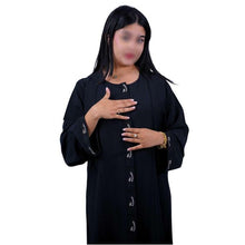 Abaya Femme Élégante Noire – Kimono Long Brodé – Robe Modeste Chic pour Sorties & Ramadan