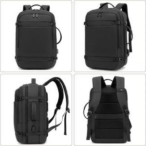 Sac à dos d'affaires USB multifonctionnel étanche voyage sac à dos pour pc -noir