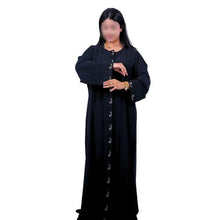 Abaya Femme Élégante Noire – Kimono Long Brodé – Robe Modeste Chic pour Sorties & Ramadan