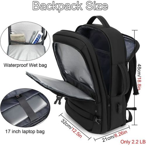 Sac à dos d'affaires USB multifonctionnel étanche voyage sac à dos pour pc -noir