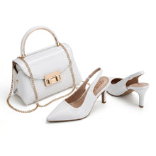 Pack Sac à Main Verni + Escarpins Femme – Style Chic avec Chaîne Dorée