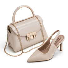 Pack Sac à Main Verni + Escarpins Femme – Style Chic avec Chaîne Dorée
