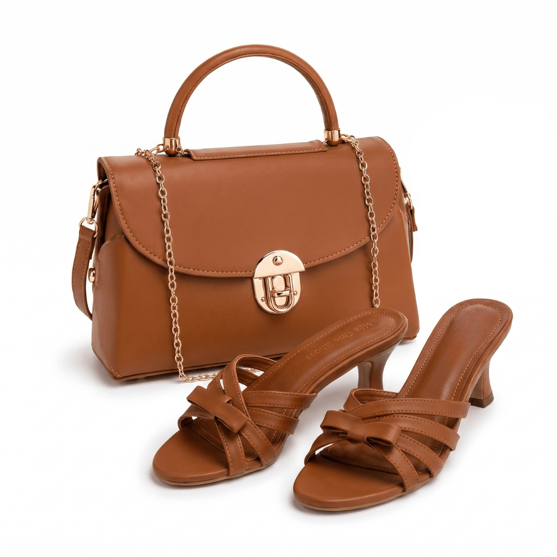 Pack Sac à Main + Mules à Talon Femme – Style Chic avec Nœud