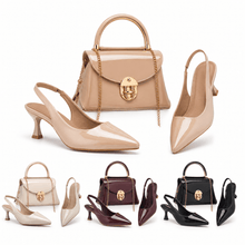 Pack Sac à Main Verni + Escarpins Femme – Style Chic avec Chaîne Dorée