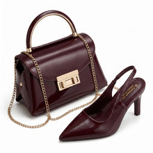 Pack Sac à Main Verni + Escarpins Femme – Style Chic avec Chaîne Dorée
