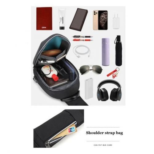 Sac à bandoulière étanche + port USB, crossbody, sac de poitrine antivol, bag