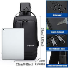 Sac à bandoulière, Sac de poitrine, antivol imperméables, port USB, pack poches
