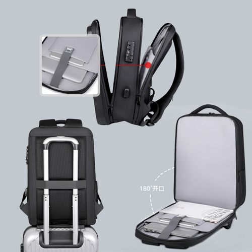 Sac à dos antivol pour ordinateur portable avec port USB et multiples poches .