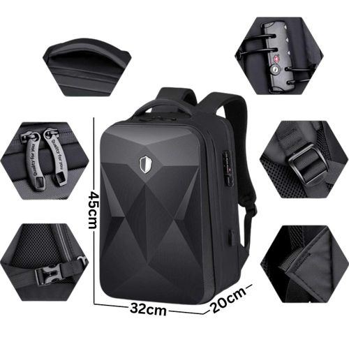 Sac à dos antivol pour ordinateur portable avec port USB et multiples poches .