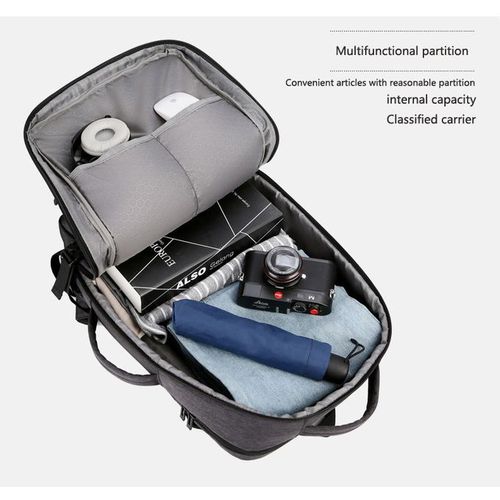 Sac à dos d'affaires USB multifonctionnel étanche voyage sac à dos pour pc -noir