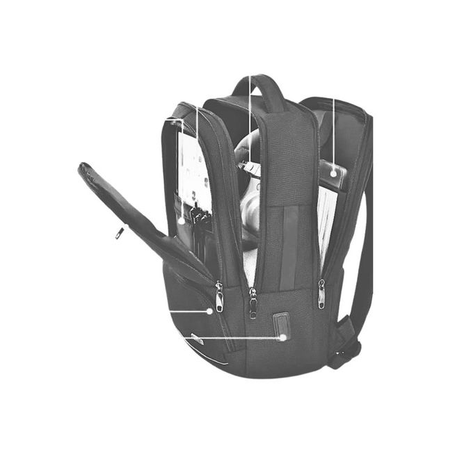 Sac à Dos Multifonctionnel + Compartiments de Rangement et Port de USB, cartable